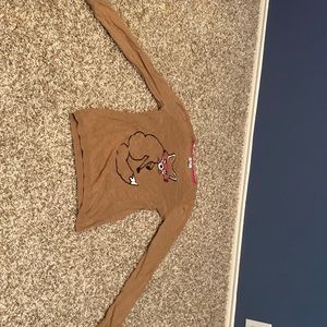 Brown Fox in pink glasses sweater. Old Navy